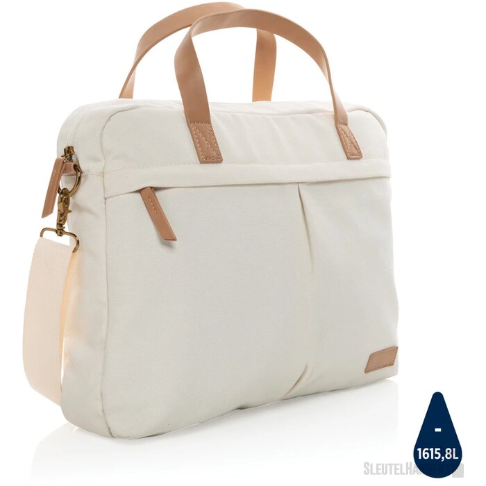 Impact AWARE™ 16 oz. recycled canvas laptoptas gebroken wit