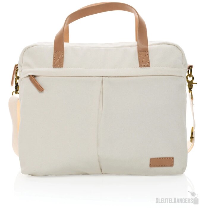 Impact AWARE™ 16 oz. recycled canvas laptoptas gebroken wit