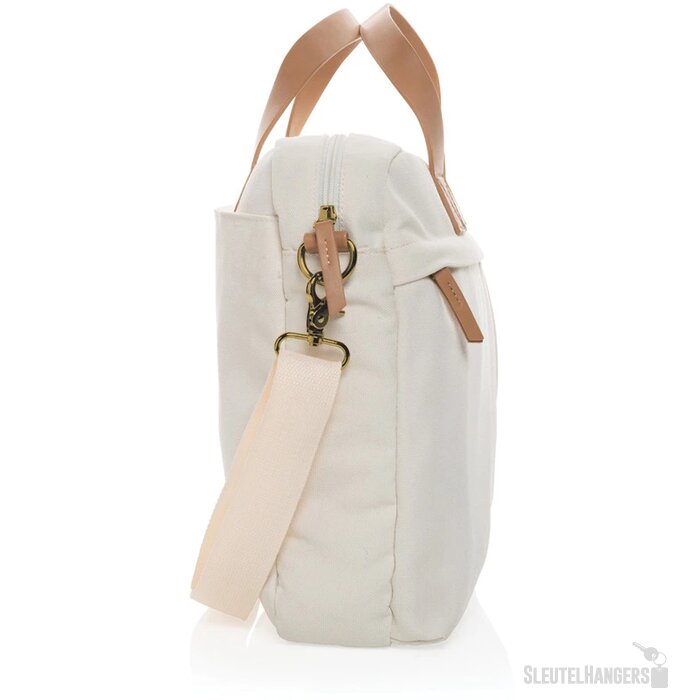 Impact AWARE™ 16 oz. recycled canvas laptoptas gebroken wit