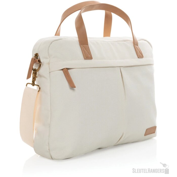 Impact AWARE™ 16 oz. recycled canvas laptoptas gebroken wit