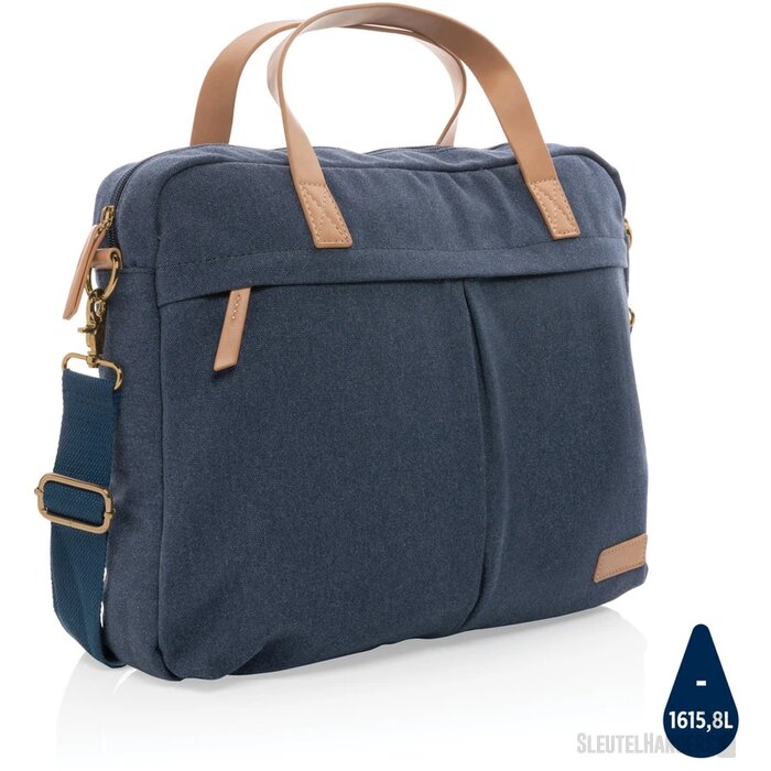 Impact AWARE™ 16 oz. recycled canvas laptoptas blauw