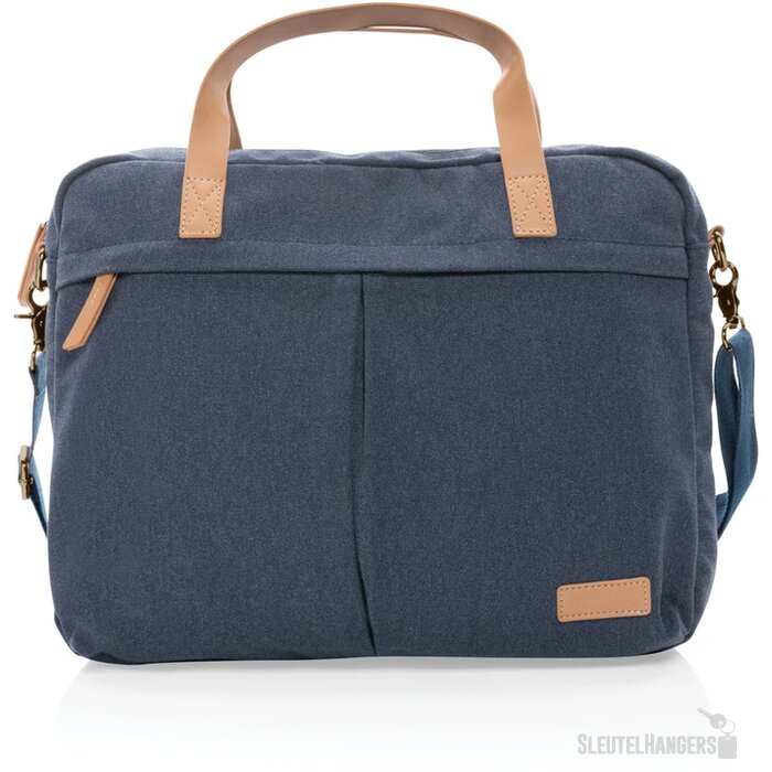 Impact AWARE™ 16 oz. recycled canvas laptoptas blauw