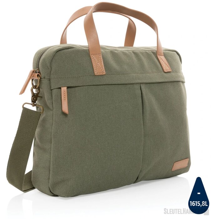 Impact AWARE™ 16 oz. recycled canvas laptoptas groen