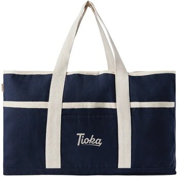 VINGA Volonne AWARE™ recycled canvas strandtas blauw, gebroken wit