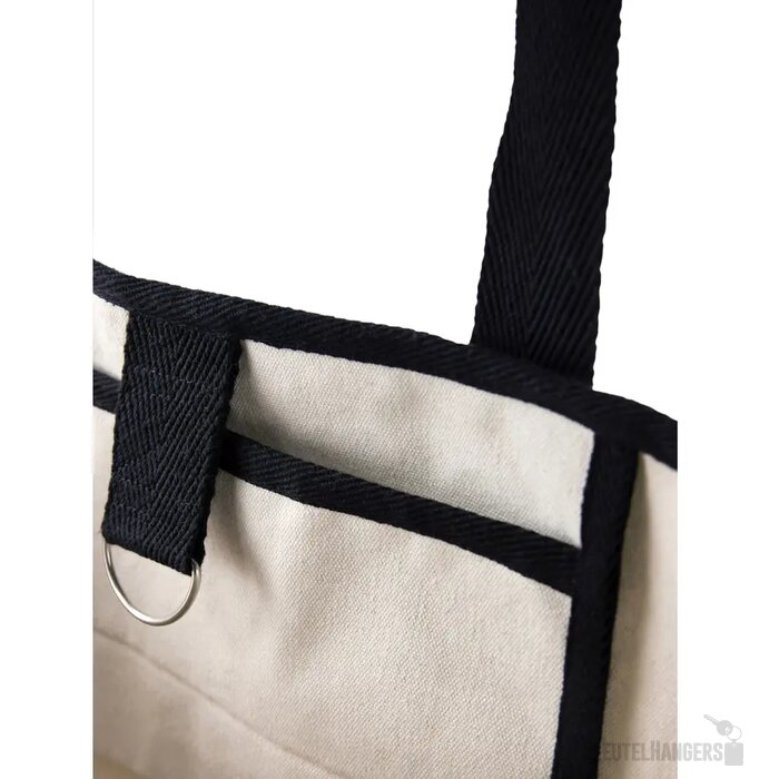 VINGA Volonne AWARE™ recycled canvas strandtas gebroken wit, zwart