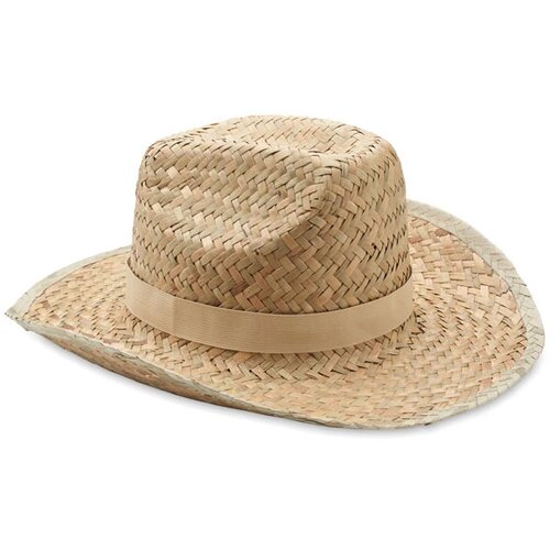 Stro cowboyhoed met band Beige