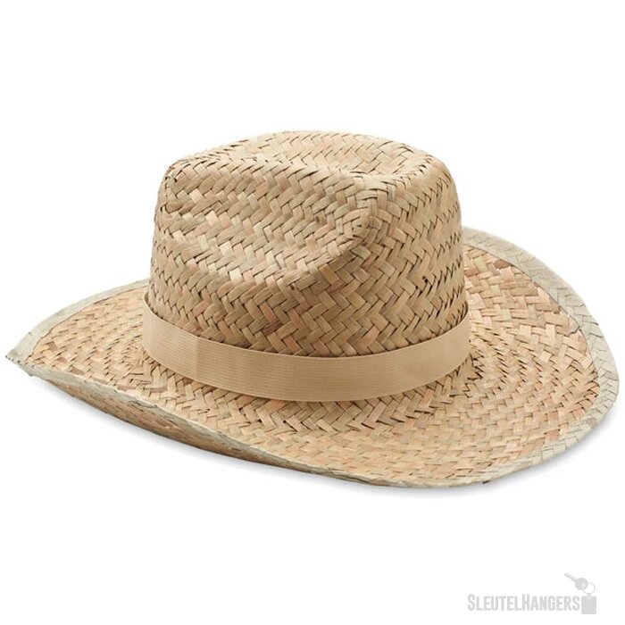 Stro cowboyhoed met band Beige