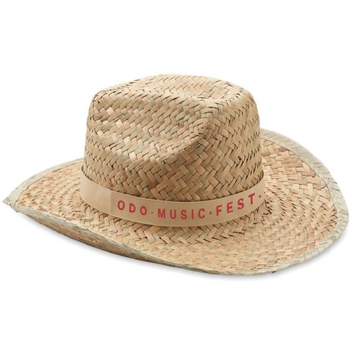 Stro cowboyhoed met band Beige
