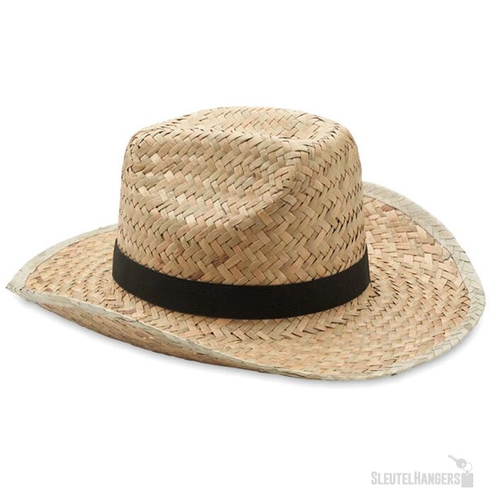 Stro cowboyhoed met band Zwart