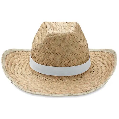 Stro cowboyhoed met band Wit