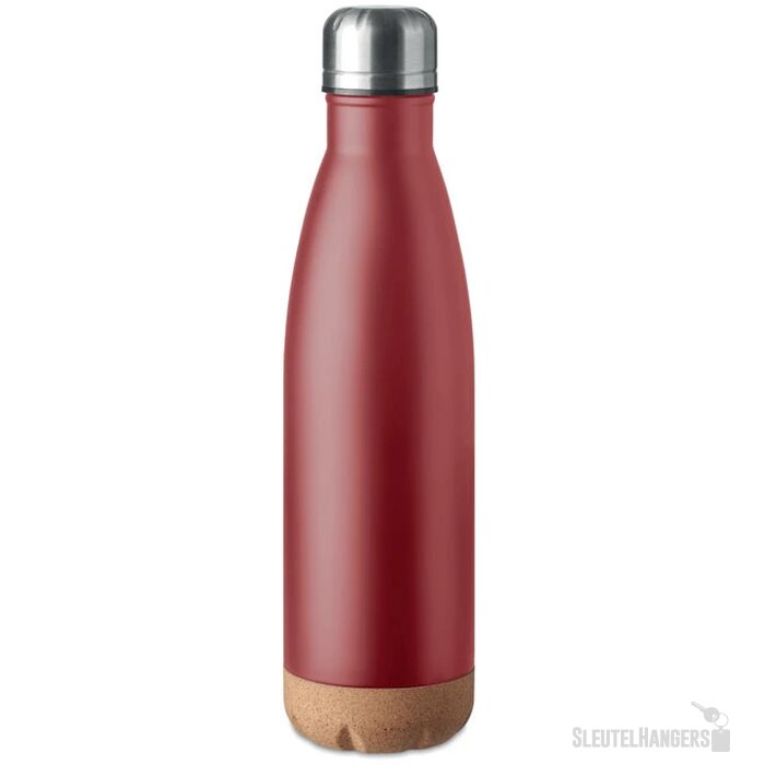 RVS thermosfles met kurk detail Bordeaux