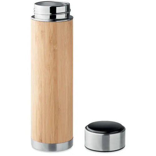 Bamboe thermosfles met LED-thermometer Bruin 480 ml