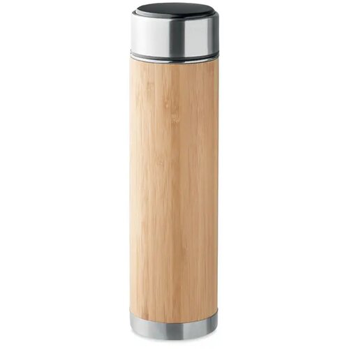 Bamboe thermosfles met LED-thermometer Bruin 480 ml