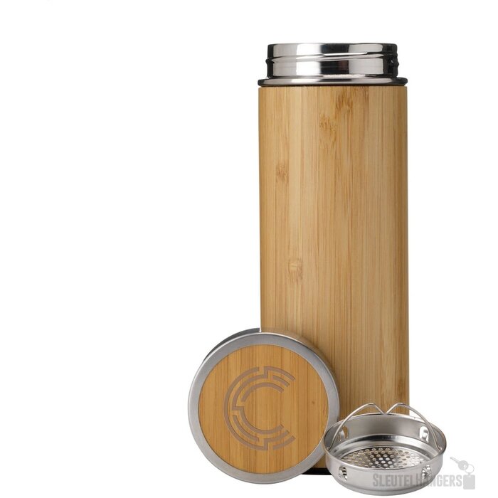 Bamboe Thermosfles Met Theezeefje Bruin