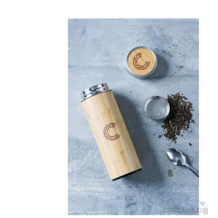 Bamboe Thermosfles Met Theezeefje Bruin