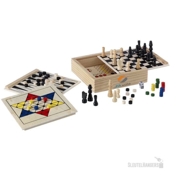 Houten Spellenkist Met 5 Spellen Zwart/Bruin