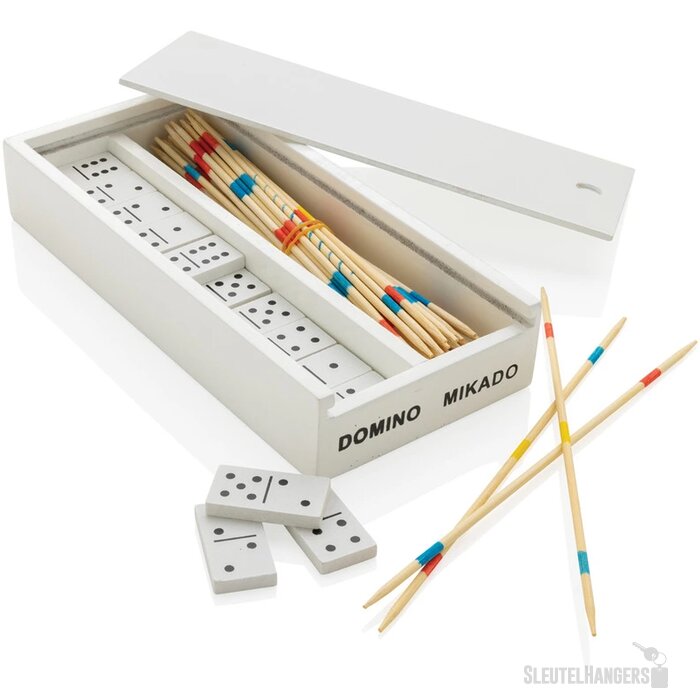 Deluxe mikado/domino in houten doos wit