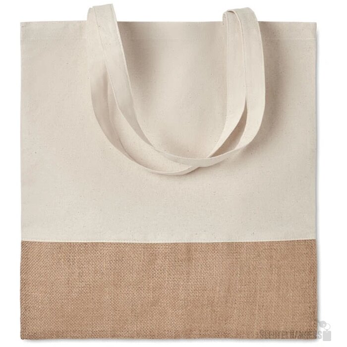 Tote bag met jute onderzijde Beige