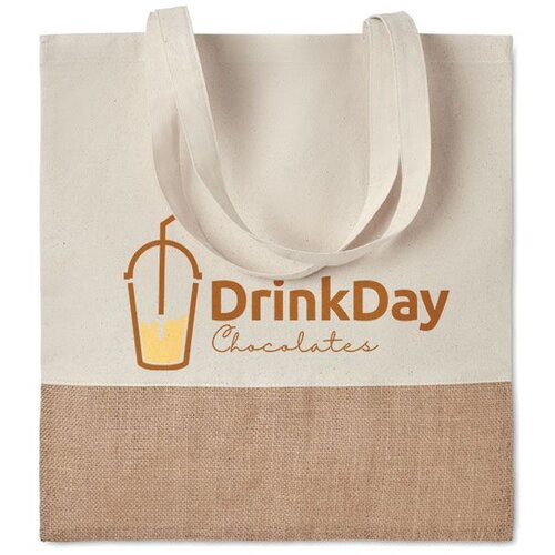 Tote bag met jute onderzijde Beige