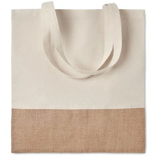 Tote bag met jute onderzijde Beige
