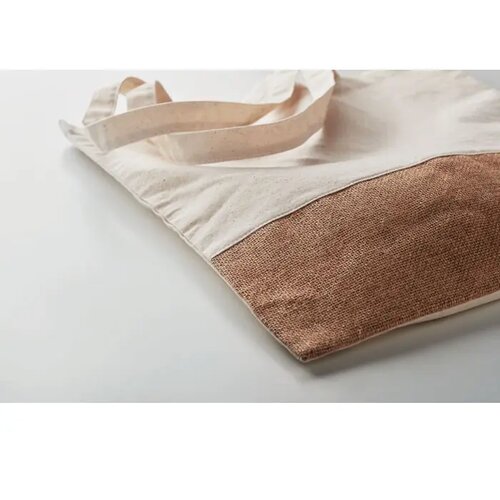 Tote bag met jute onderzijde Beige