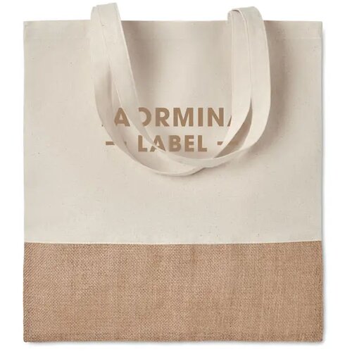 Tote bag met jute onderzijde Beige