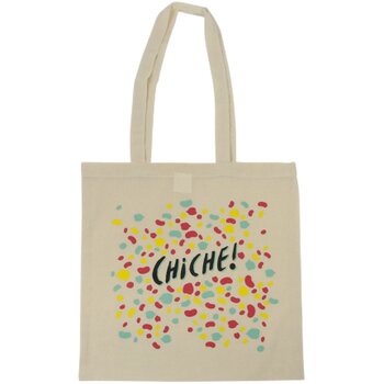 Katoenen tote bag met lange hengsels Ecru