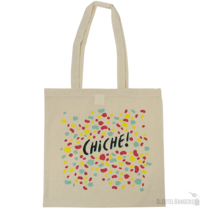 Katoenen tote bag met lange hengsels Ecru