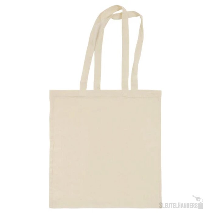 Katoenen tote bag met lange hengsels Ecru