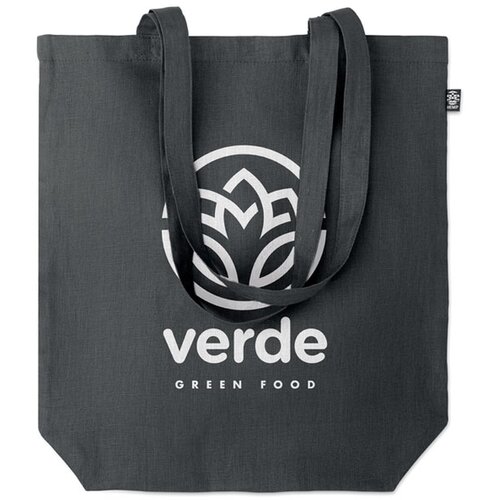 Hennep tote bag met lange hengsels Zwart