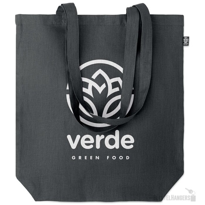 Hennep tote bag met lange hengsels Zwart