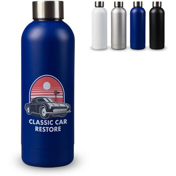 Dubbelwandige vacuüm fles met mattte-look 500ml donker blauw Dubbelwandige vacuüm fles met mattte-look 500ml donker blauw