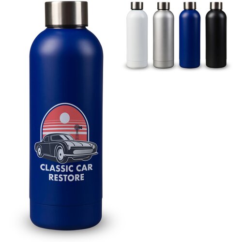 Dubbelwandige vacuüm fles met mattte-look 500ml donker blauw 500 ml