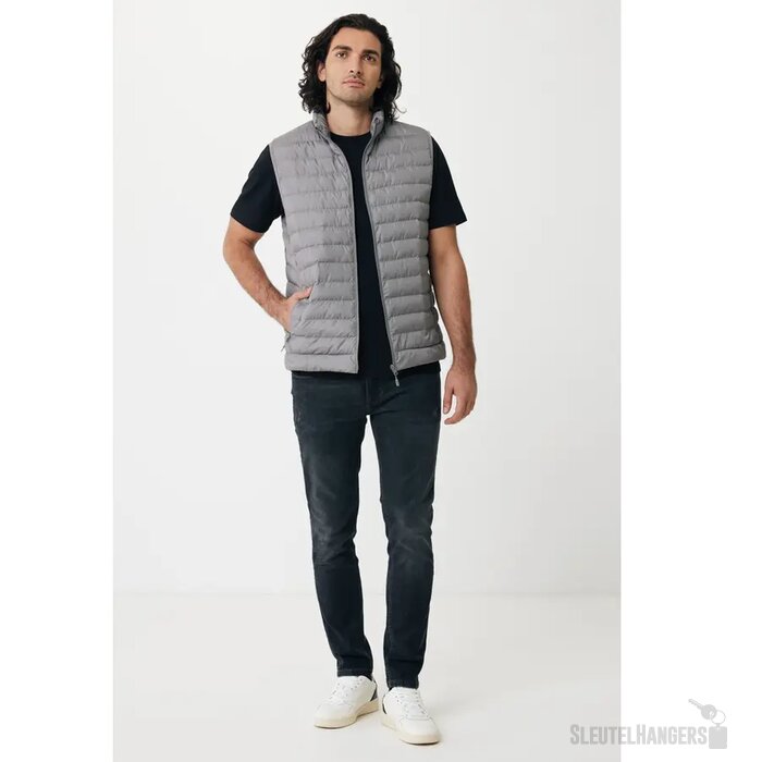 Iqoniq Meru heren gerecycled polyester bodywarmer zilvergrijs