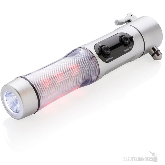 Veiligheidszaklamp met noodhamer zilver