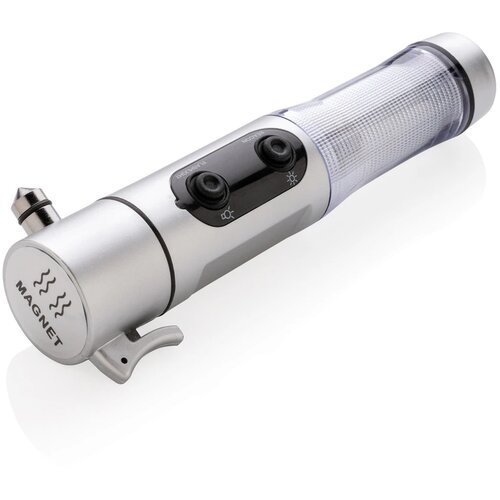 Veiligheidszaklamp met noodhamer zilver