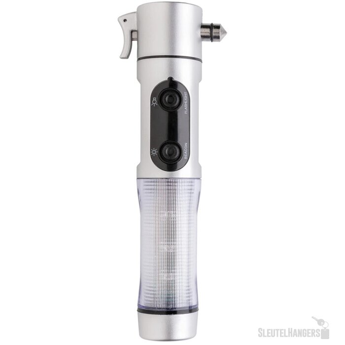 Veiligheidszaklamp met noodhamer zilver