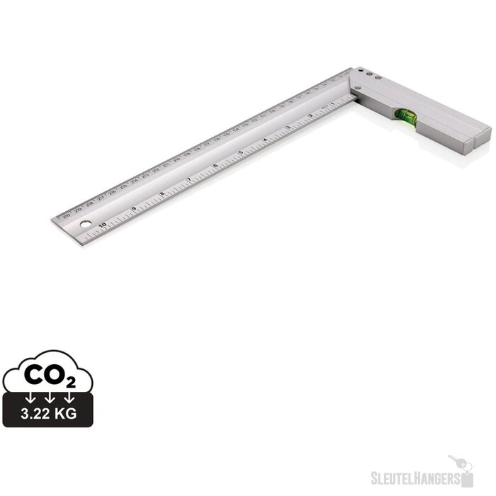 Winkelhaak met waterpas zilver