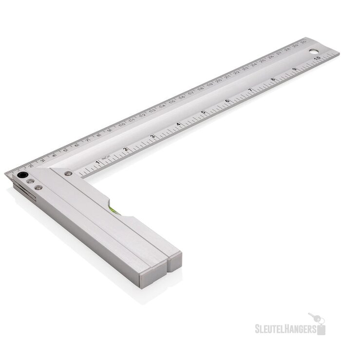 Winkelhaak met waterpas zilver