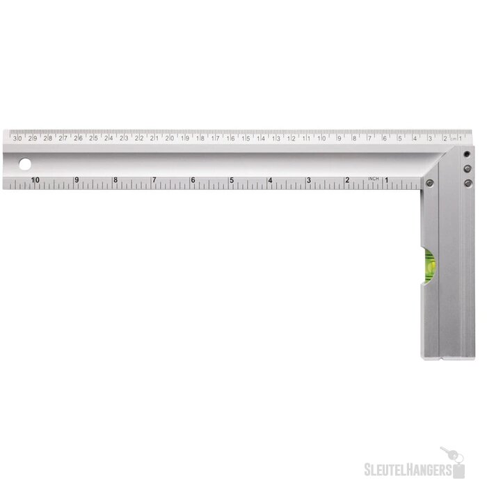 Winkelhaak met waterpas zilver