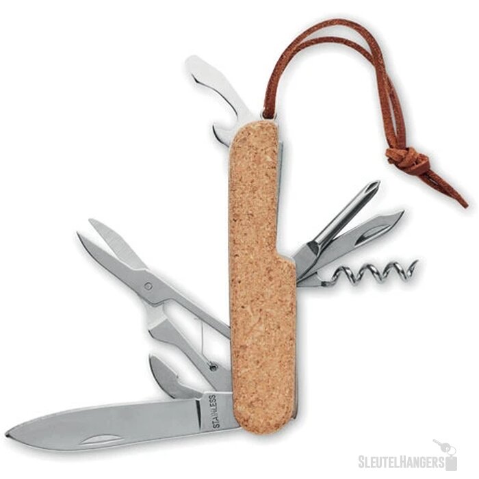 Kurk zakmes met 7 functies Beige