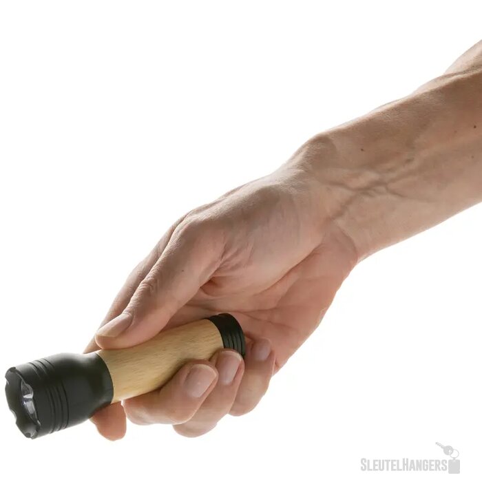 Lucid 1W RCS gerecycled plastic & bamboo zaklamp zwart, bruin