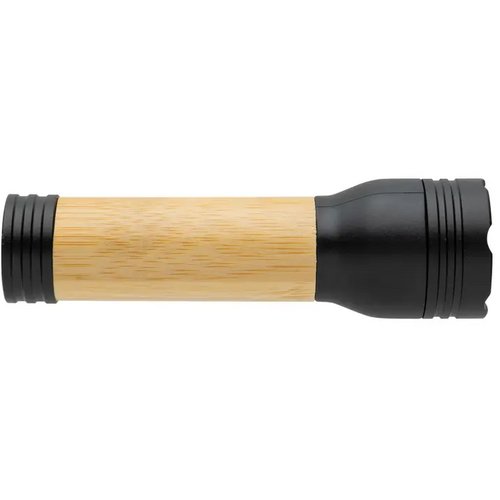 Lucid 1W RCS gerecycled plastic & bamboo zaklamp zwart, bruin