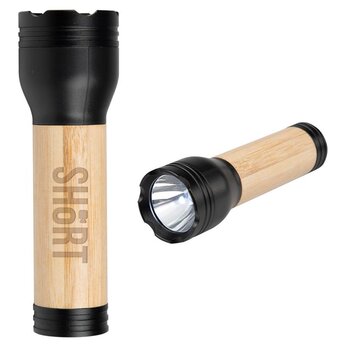 Lucid 1W RCS gerecycled plastic & bamboo zaklamp zwart, bruin