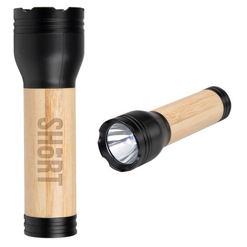 Lucid 1W RCS gerecycled plastic & bamboo zaklamp zwart, bruin