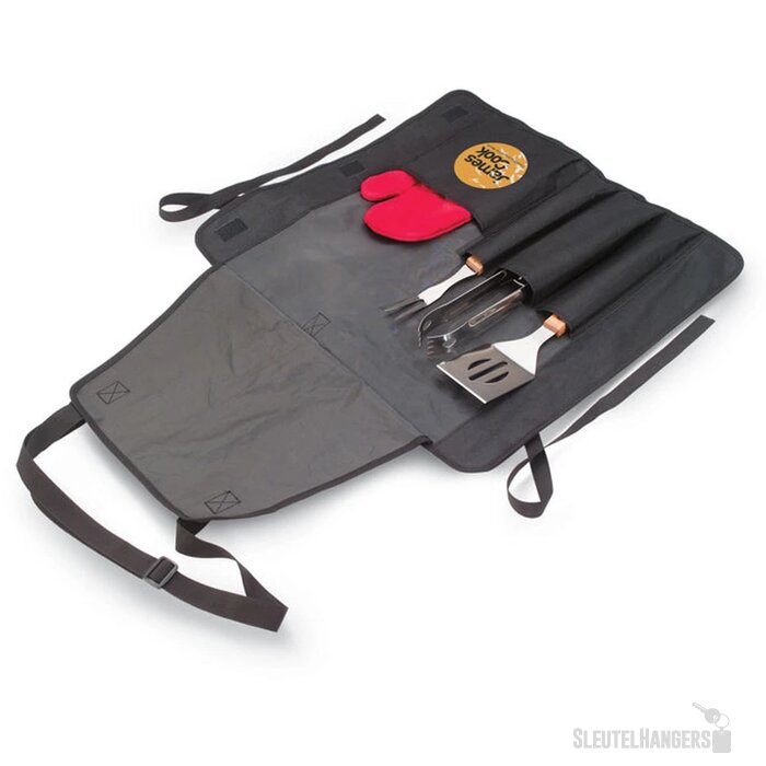 Barbecue schort met bestek Zwart