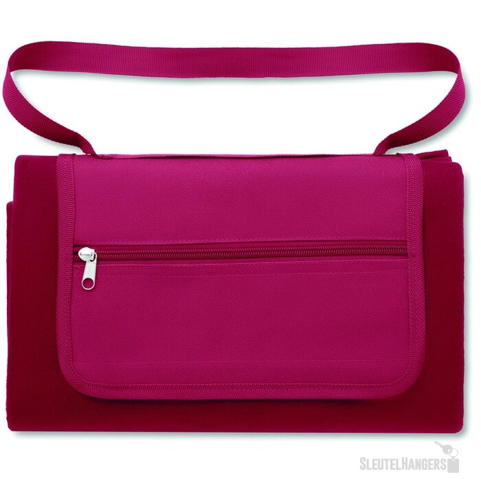 Fleece picknickkleed met schouderriem Rood