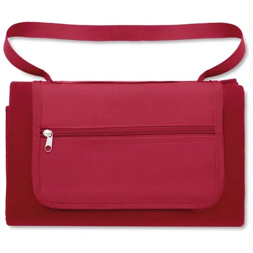 Fleece picknickkleed met schouderriem Rood