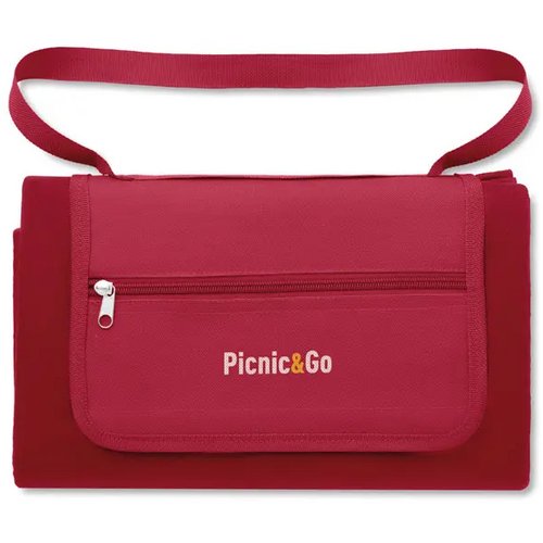 Fleece picknickkleed met schouderriem Rood