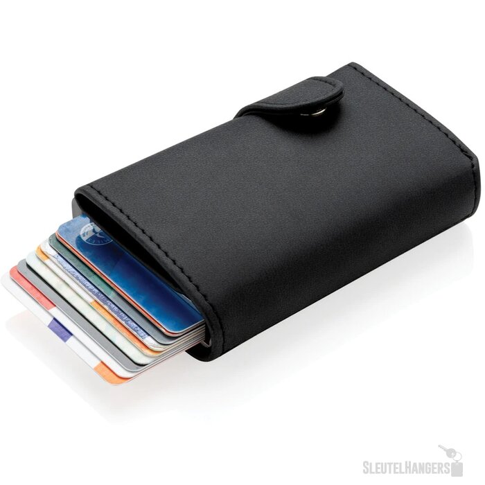 Standaard aluminium RFID kaarthouder met PU portemonnee zwart